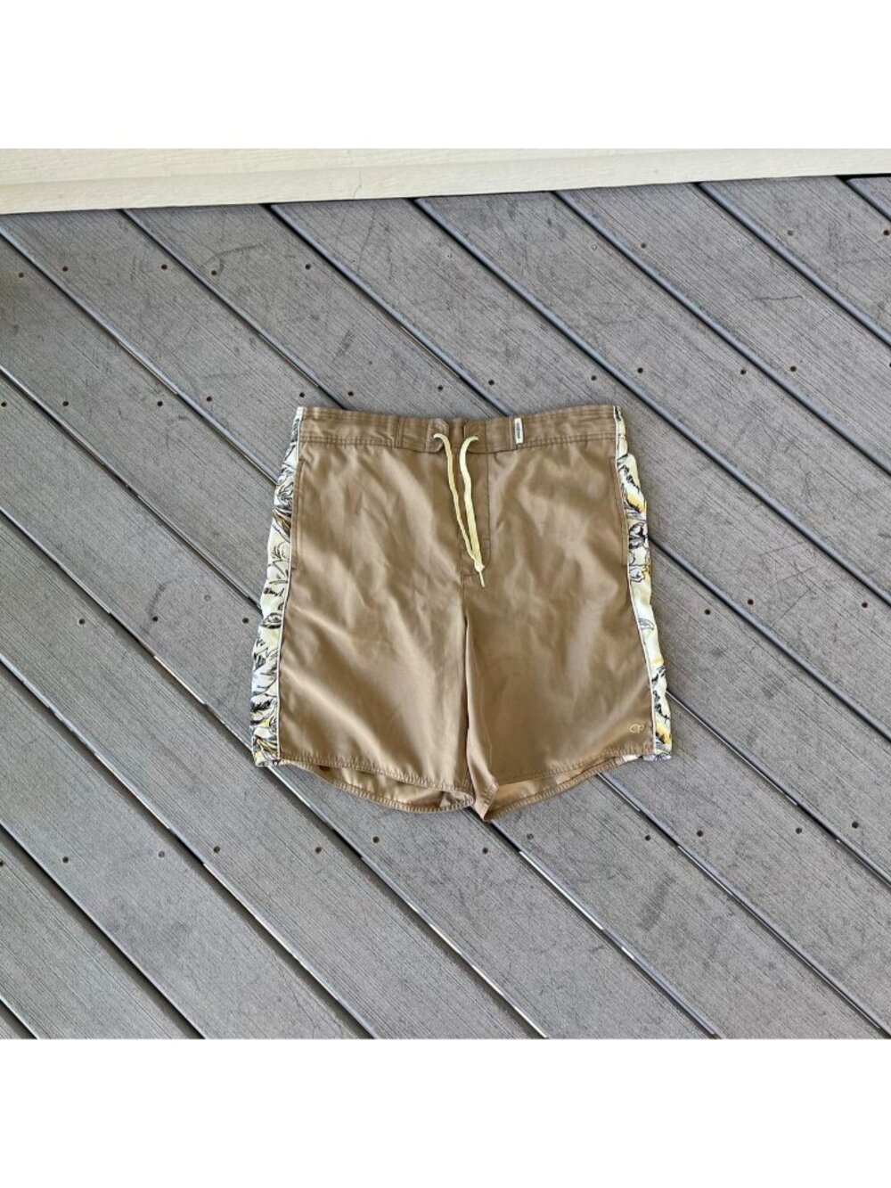 Brown / Cream / White Vintage Ocean Pacific (OP) Floral / Surfer Board Shorts